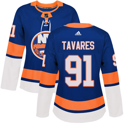 Adidas New York Islanders #91 John Tavares Royal Blue Home Authentic Women Stitched NHL Jersey
